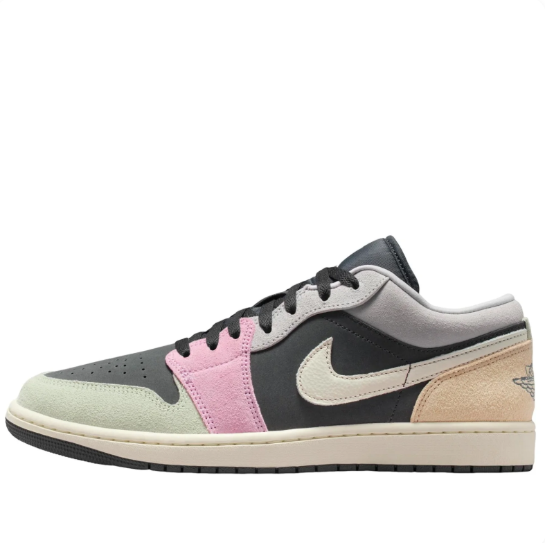 Air Jordan 1 Low – Grey / Pink / Cream Multi-Panel