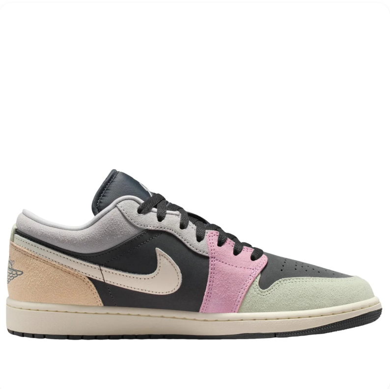 Air Jordan 1 Low – Grey / Pink / Cream Multi-Panel