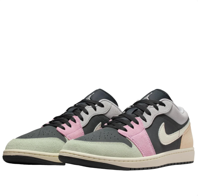 Air Jordan 1 Low – Grey / Pink / Cream Multi-Panel