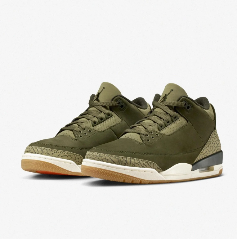 Air Jordan 3 Retro – Olive Green / Cream / Orange Air Unit