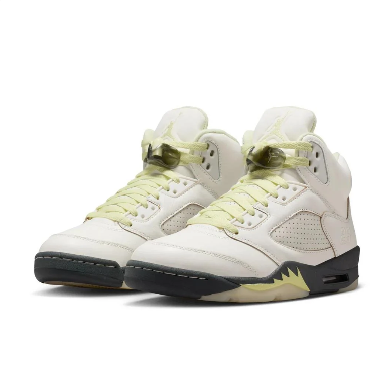 Air Jordan 5 Retro – Off-White / Neon Green / Black