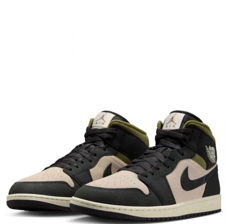 Air Jordan 1 Mid – Black / Olive Green / Sand
