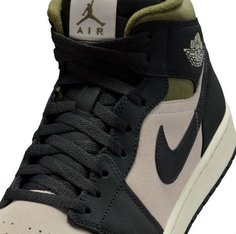 Air Jordan 1 Mid – Black / Olive Green / Sand