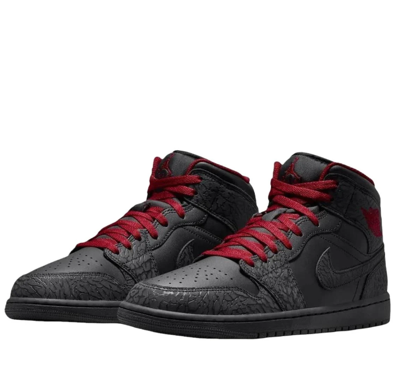 Air Jordan 1 Mid – Black / Dark Red (Bred Vibes)