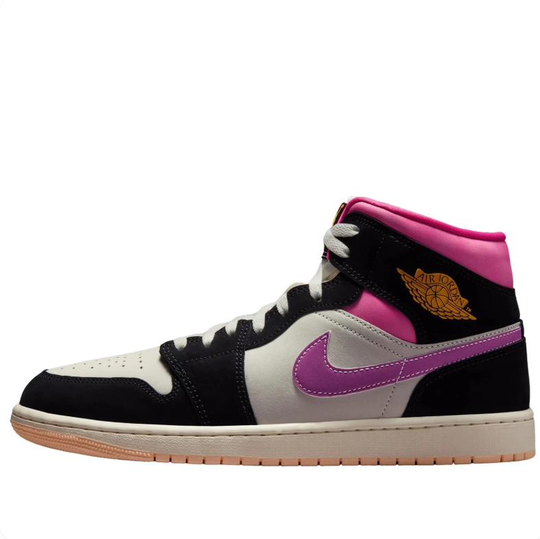 Air Jordan 1 Mid – Black / Pink / Purple Swoosh