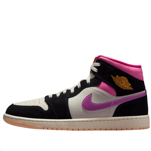 Air Jordan 1 Mid – Black / Pink / Purple Swoosh