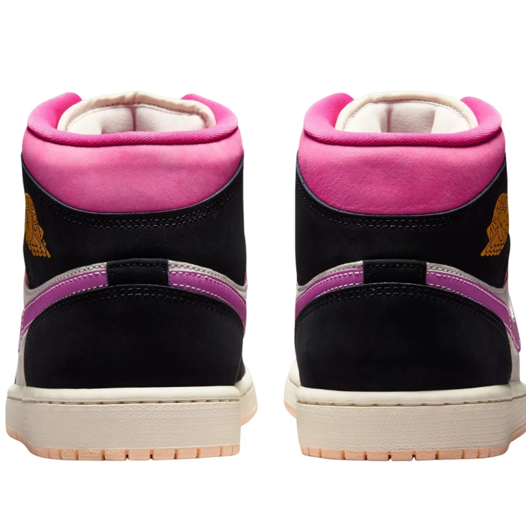 Air Jordan 1 Mid – Black / Pink / Purple Swoosh