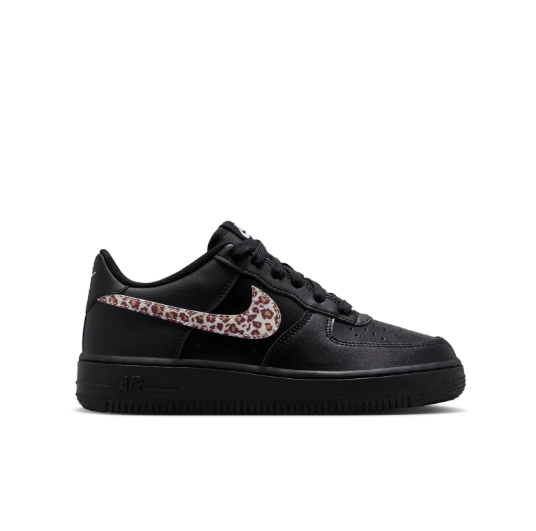 Nike Air Force 1 Low '07 – Triple Black with Leopard Swoosh