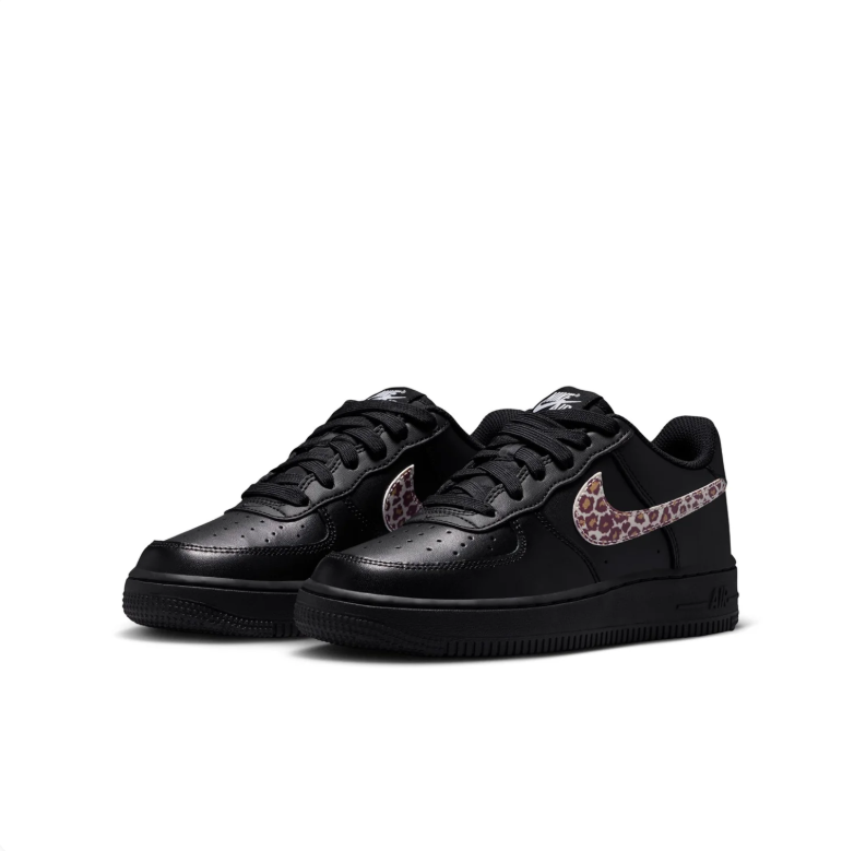 Nike Air Force 1 Low '07 – Triple Black with Leopard Swoosh