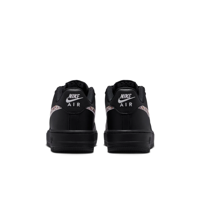 Nike Air Force 1 Low '07 – Triple Black with Leopard Swoosh