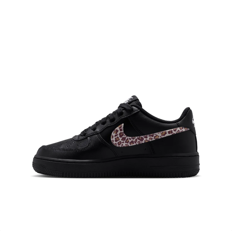 Nike Air Force 1 Low '07 – Triple Black with Leopard Swoosh