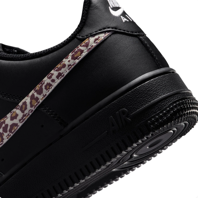 Nike Air Force 1 Low '07 – Triple Black with Leopard Swoosh