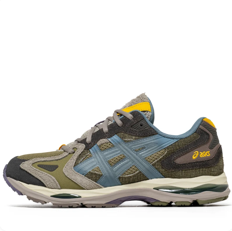 Multi-Color Retro Running Sneakers – Olive / Blue / Yellow